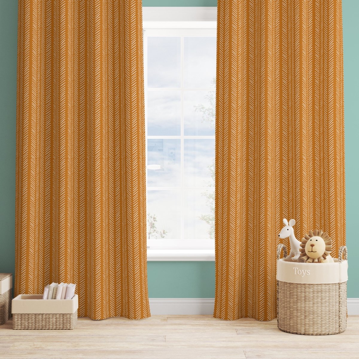 Boho Rainbow Herringbone Curtain Panel