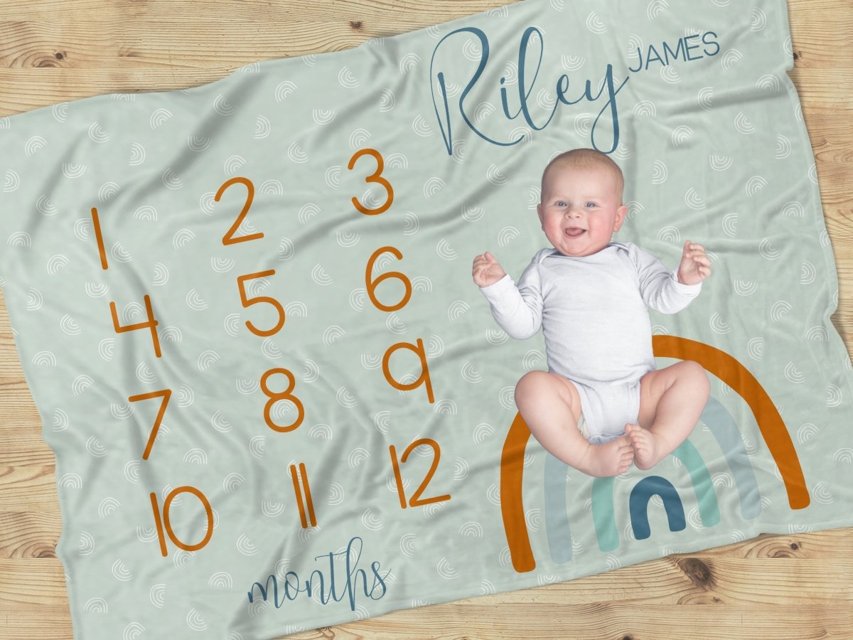Boho Rainbow Milestone Minky Blanket - Minky Blanket