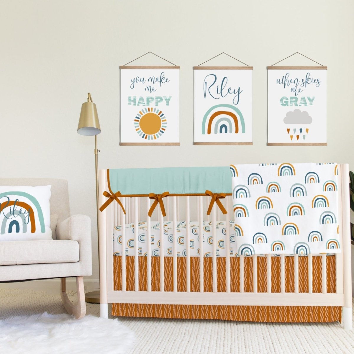 Rainbow Nursery Name Sign Decor Kit, Boho Wooden Baby Room Wall Art, P –  Kobasic Creations