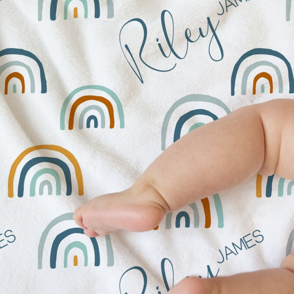 Boho Rainbow Personalized Baby Blanket - Minky Blanket