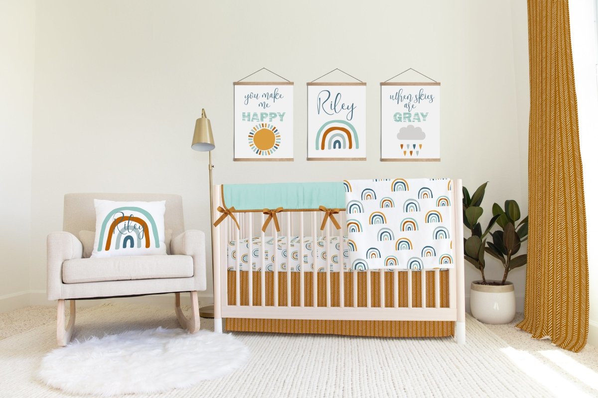 Boho Rainbow Personalized Nursery Pillow - Throw Pillow