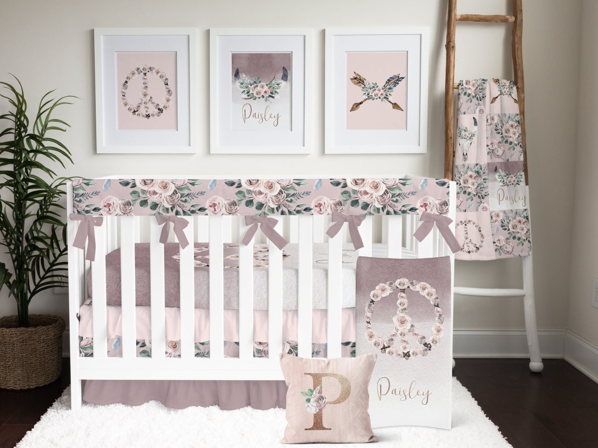 Boho Rose Crib Rail Guards - Boho Rose, gender_girl, Theme_Boho