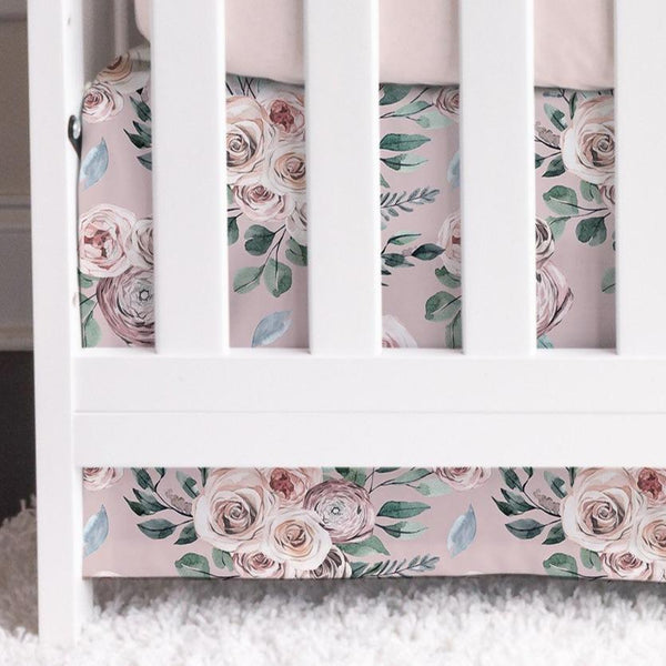 Boho Rose Crib Skirt - Boho Rose, gender_girl, Theme_Boho