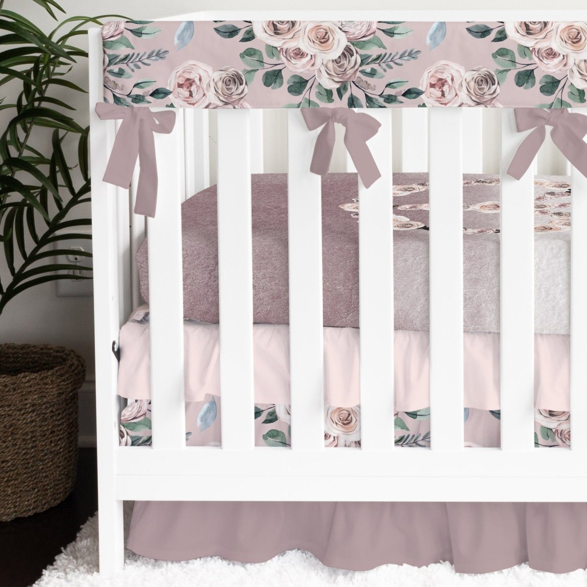 Boho Rose Peace Ruffled Crib Bedding - Boho Rose, gender_girl, text