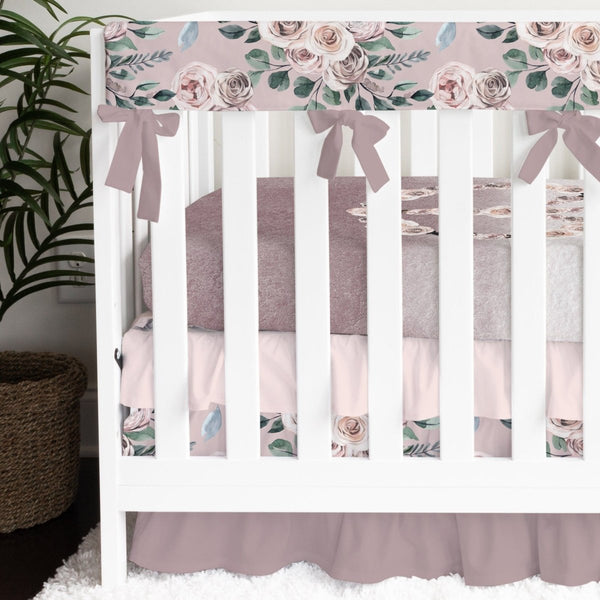 Boho Rose Peace Ruffled Crib Bedding - Boho Rose, gender_girl, text