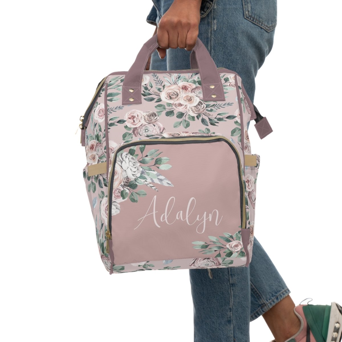 Boho Rose Personalized Backpack Diaper Bag - Boho Rose, gender_girl, text