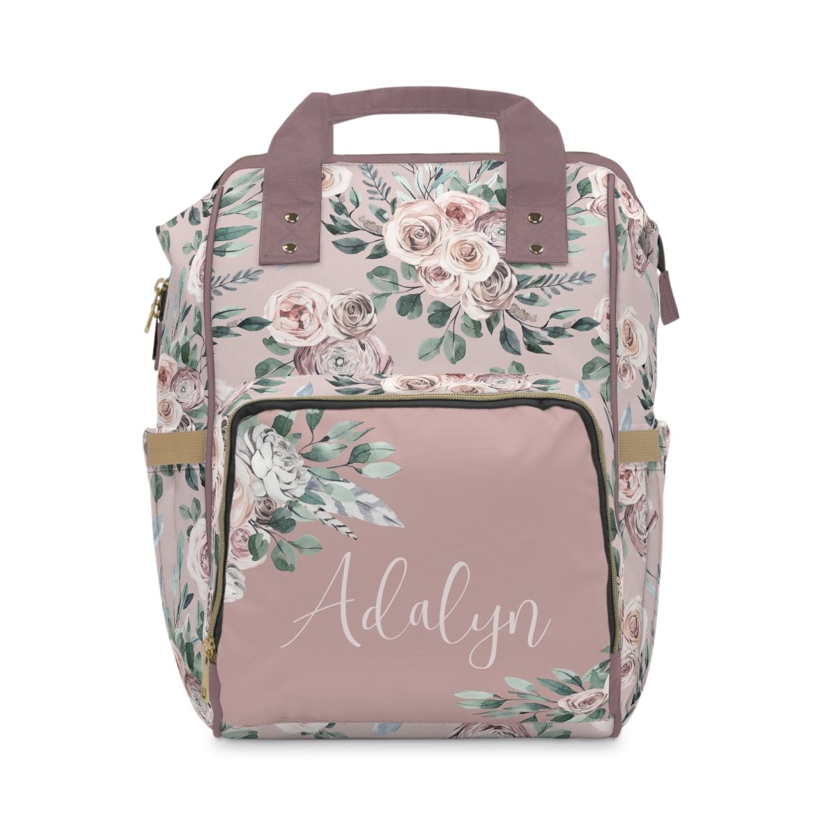 Boho Rose Personalized Backpack Diaper Bag - Boho Rose, gender_girl, text