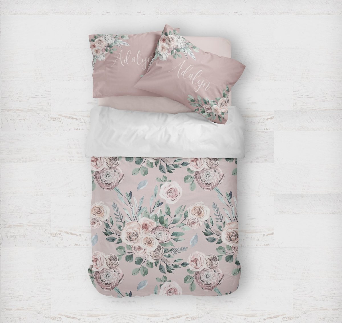 Boho Rose Personalized Kids Bedding Set (Comforter or Duvet Cover) - Boho Rose, gender_girl, text