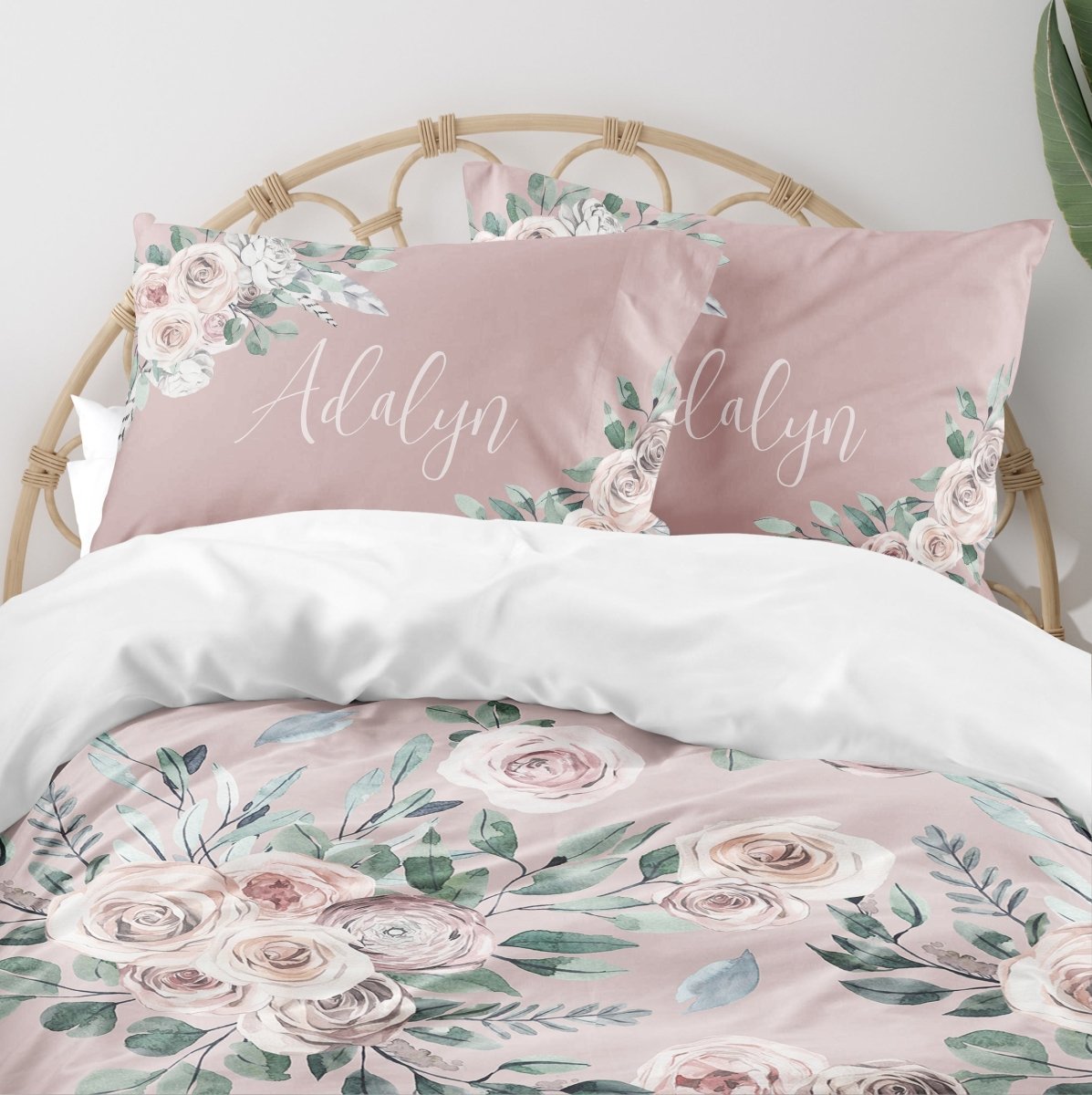 Boho Rose Personalized Kids Bedding Set (Comforter or Duvet Cover) - Boho Rose, gender_girl, text