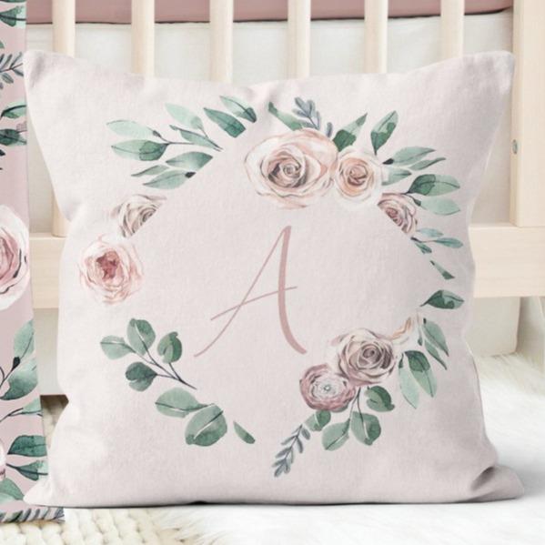 Boho Rose Personalized Throw Pillow - Boho Rose, gender_girl, text