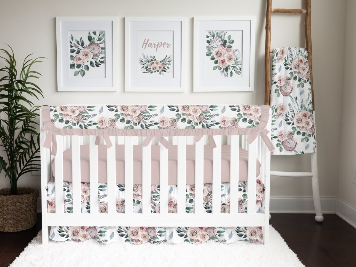 Boho Rose Ruffled Crib Bedding - Boho Rose, gender_girl, Theme_Boho