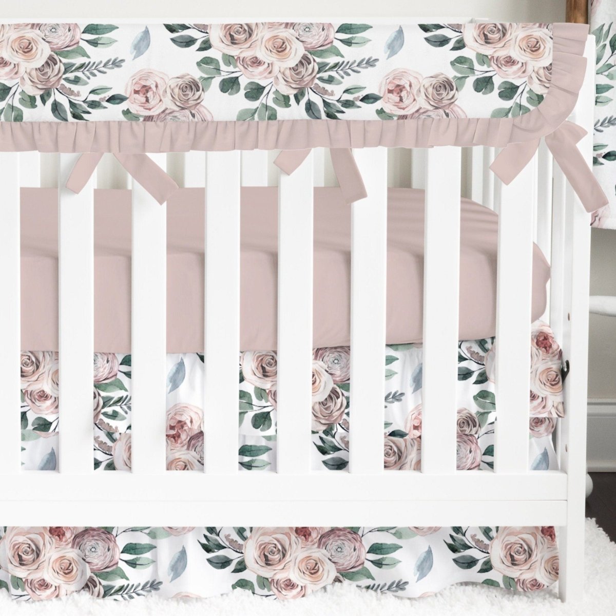 Boho Rose Ruffled Crib Bedding - Boho Rose, gender_girl, Theme_Boho