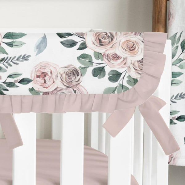 Boho Rose Ruffled Crib Rail Guards - Boho Rose, gender_girl, Theme_Boho