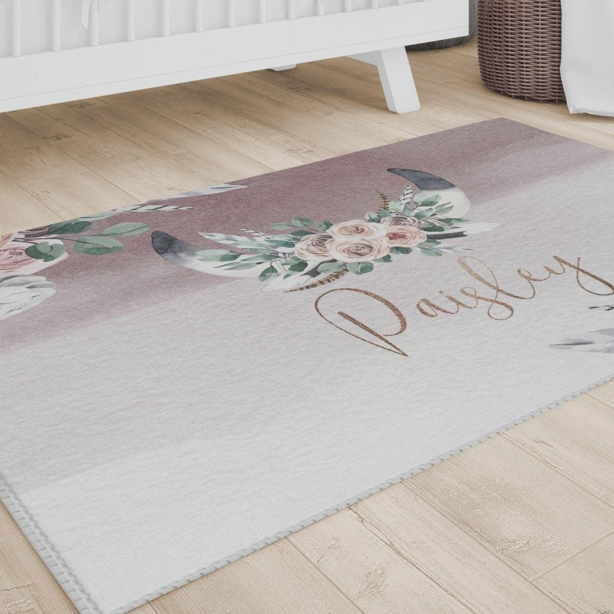 Boho Rose Tribal Nursery Rug - Boho Rose, gender_girl, text