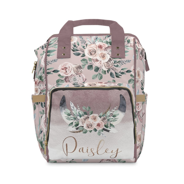 Boho Rose Tribal Personalized Backpack Diaper Bag - Boho Rose, gender_girl, text