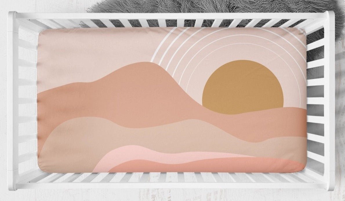 Boho Sunset Arches Personalized Crib Bedding - Boho Sunset, gender_girl, text