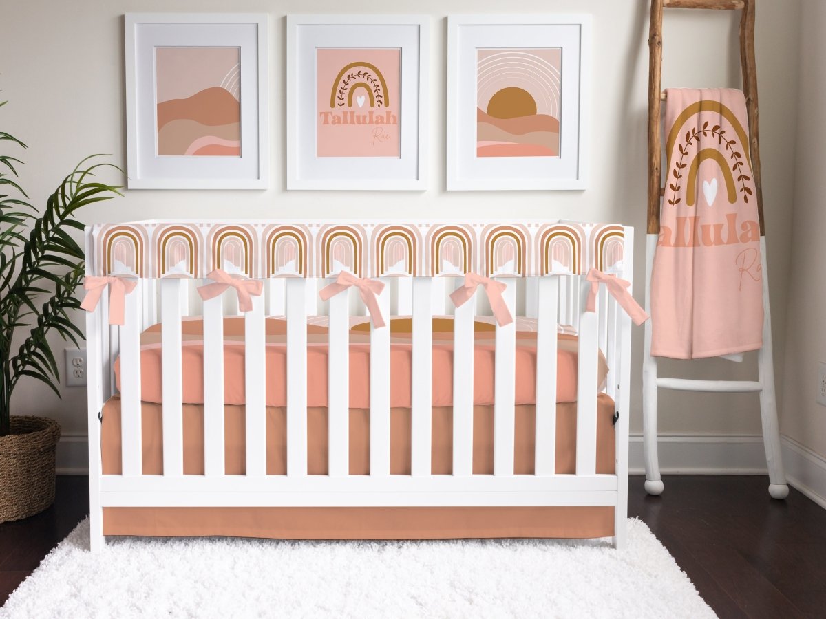 Boho Sunset Arches Personalized Crib Bedding - Boho Sunset, gender_girl, text