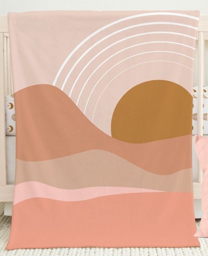 Boho Sunset Arches Ruffled Crib Bedding - Boho Sunset, gender_girl, text