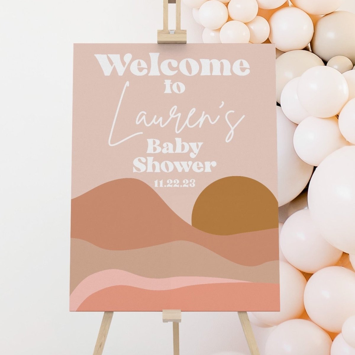 Boho Sunset Baby Shower Welcome Sign - Boho Sunset, gender_girl, text