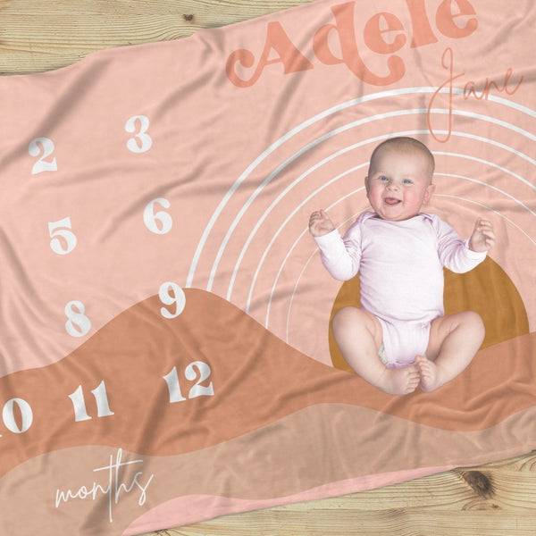 Boho Sunset Milestone Minky Blanket - Boho Sunset, gender_girl, text