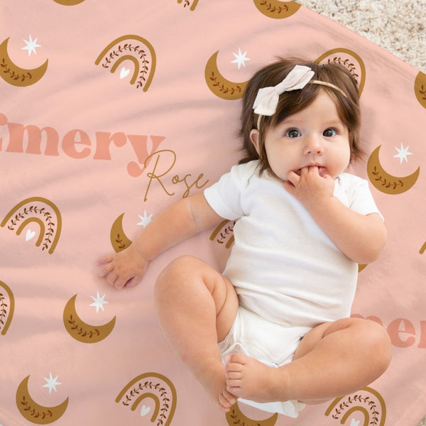 Boho Sunset Personalized Baby Blanket - Minky Blanket