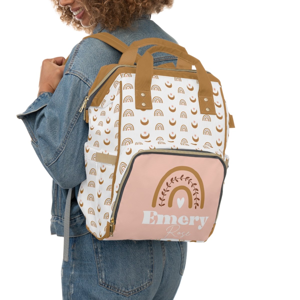 Boho Sunset Personalized Backpack Diaper Bag - Boho Sunset, gender_girl, text