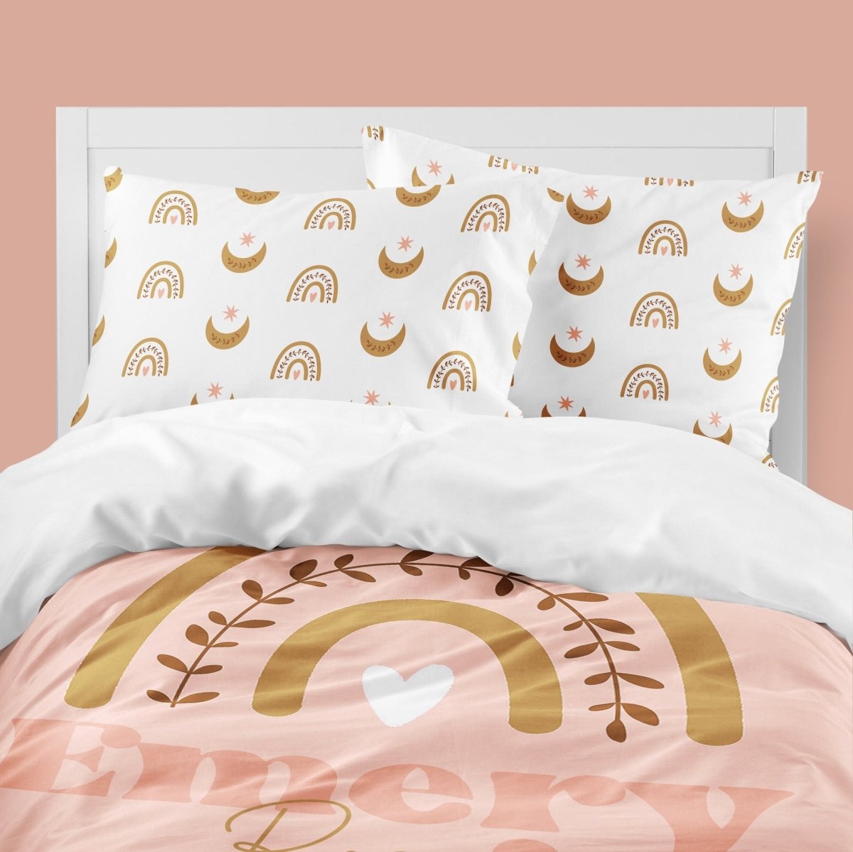 Boho Sunset Rainbow Kids Bedding Set (Comforter or Duvet Cover) - Boho Sunset, gender_girl, text