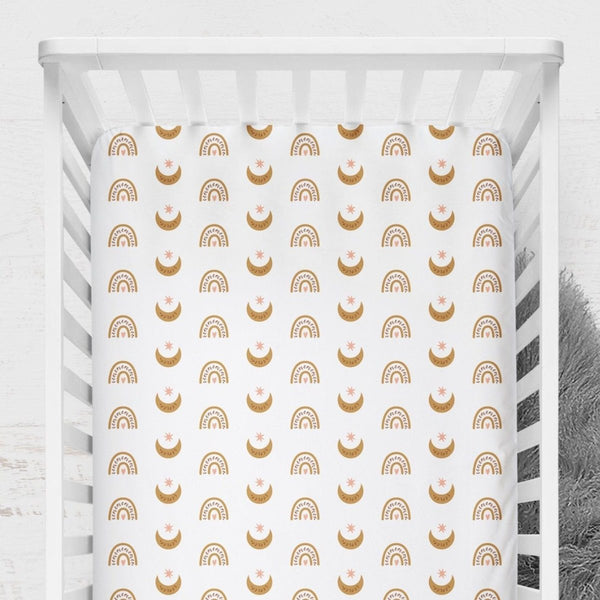 Boho Sunset Rainbow Crib Sheet