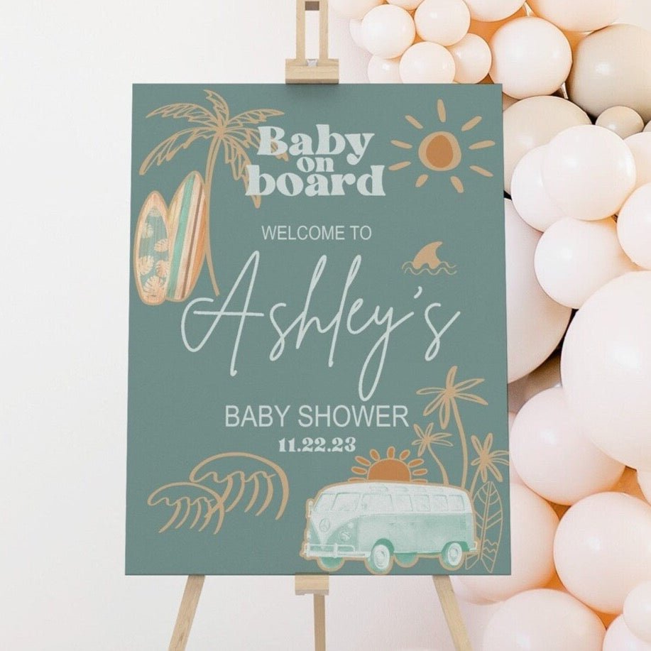 Boho Surfer Baby Shower Welcome Sign - Boho Surfer, gender_boy, text