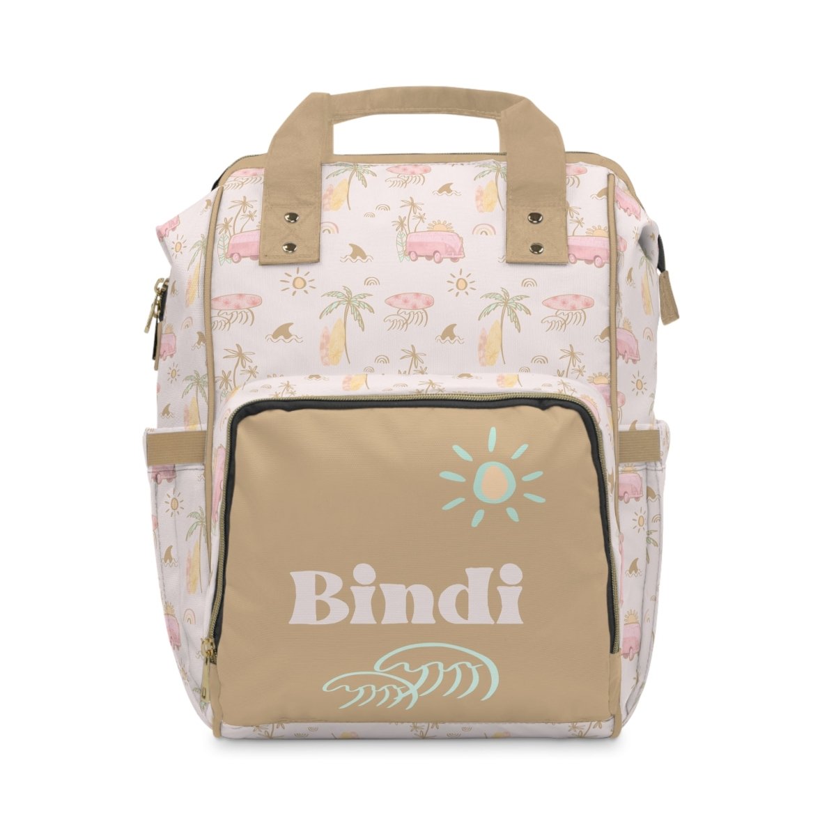 Boho Surfer Girl Personalized Backpack Diaper Bag - Boho Surfer Girl, gender_girl, text