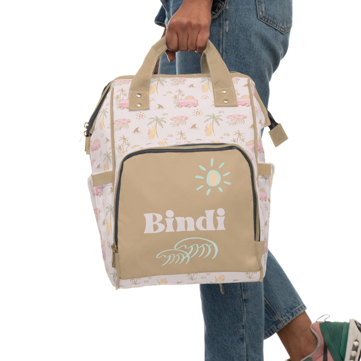 Boho Surfer Girl Personalized Backpack Diaper Bag - Boho Surfer Girl, gender_girl, text