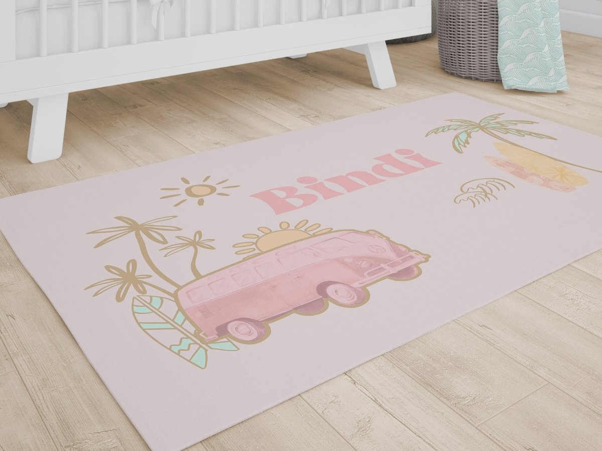 Boho Surfer Girl Personalized Nursery Rug - Boho Surfer Girl, gender_girl, text