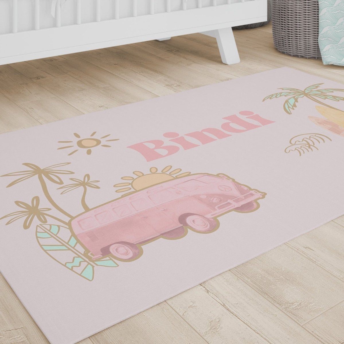 Boho Surfer Girl Personalized Nursery Rug - Boho Surfer Girl, gender_girl, text