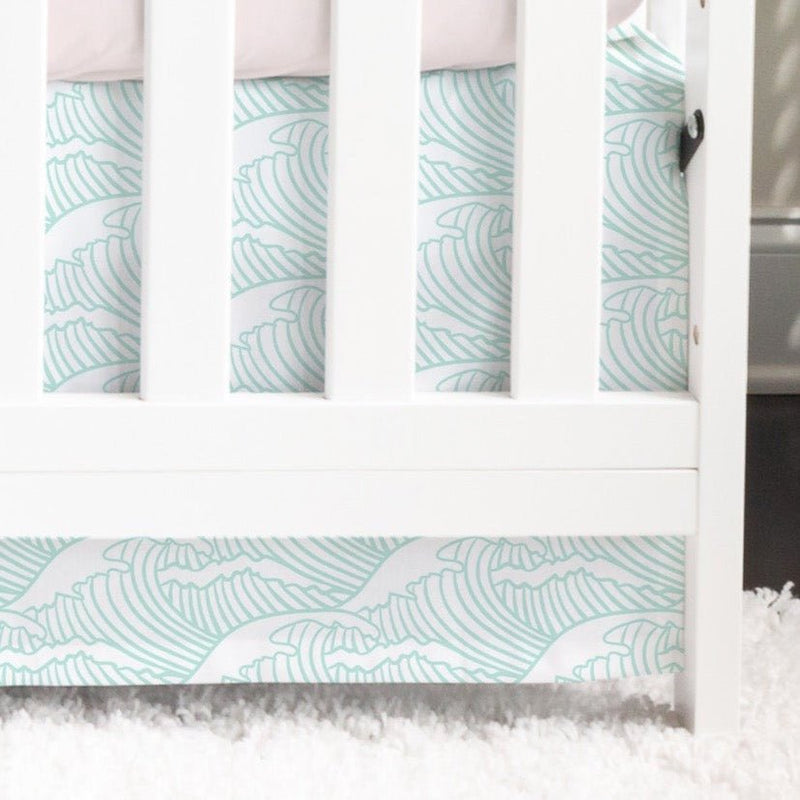 Boho Surfer Girl Waves Crib Skirt - Boho Surfer Girl, gender_girl, Theme_Boho