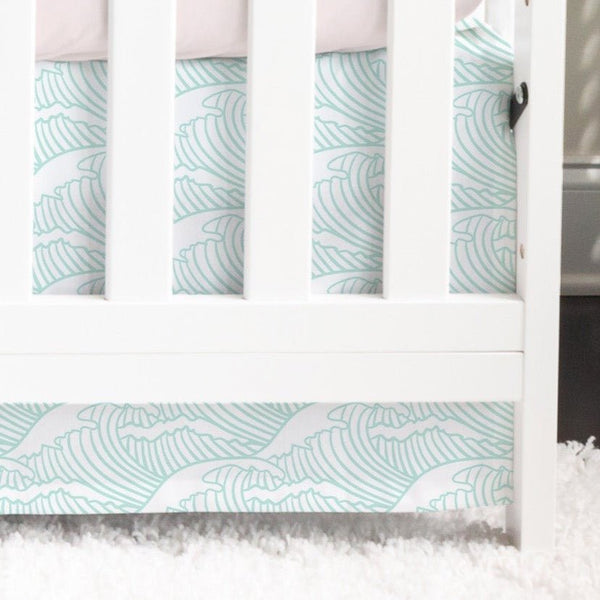 Boho Surfer Girl Waves Crib Skirt - Boho Surfer Girl, gender_girl, Theme_Boho