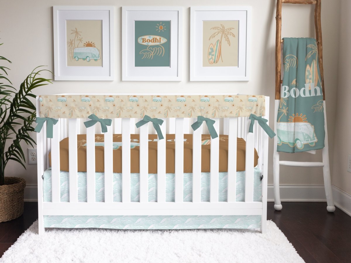 Boho Surfer Personalized Crib Sheet Crib Bedding Nursery Decor