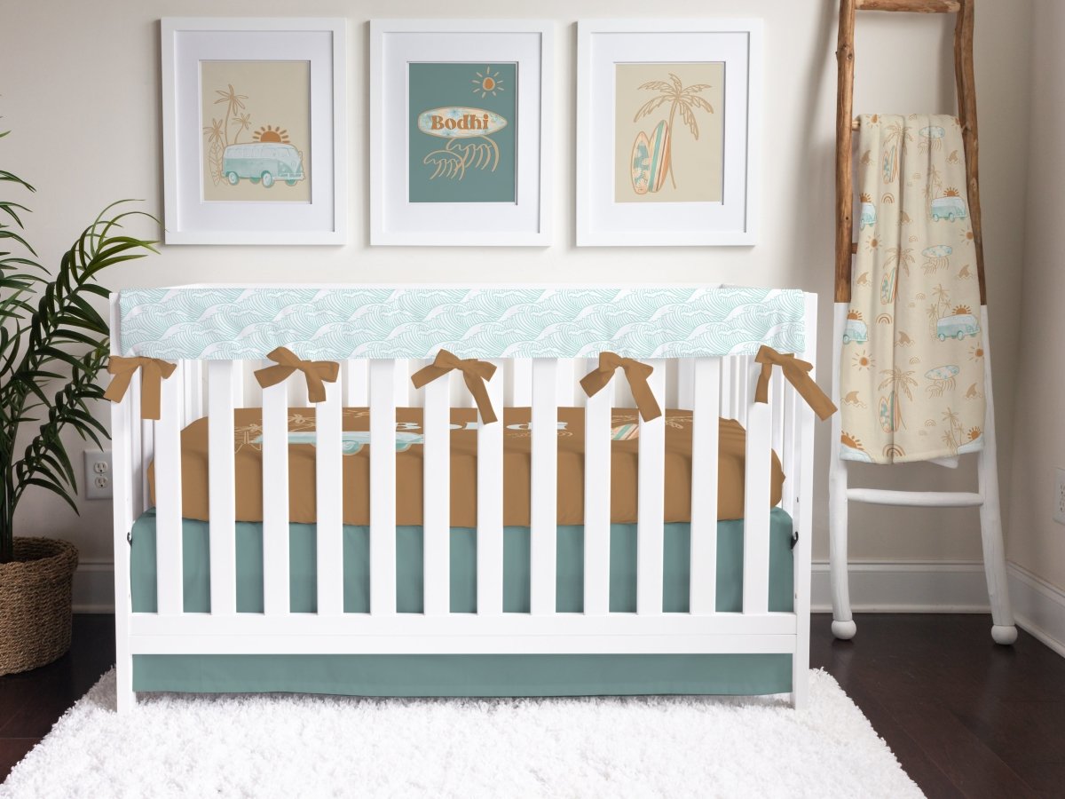 Boho Surfer Waves Crib Rail Guards - Boho Surfer, gender_boy, gender_neutral