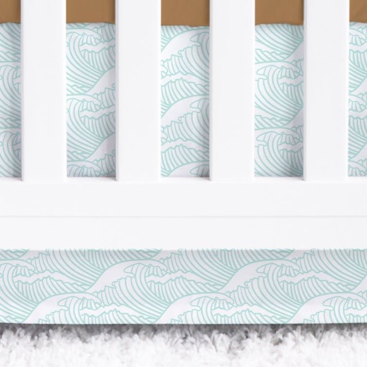 Ocean Waves Crib Skirt - Boho Surfer, gender_boy, gender_neutral