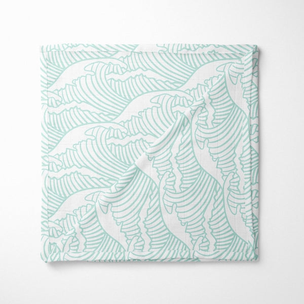 Ocean Waves Muslin Blanket - Boho Surfer, gender_boy, gender_neutral
