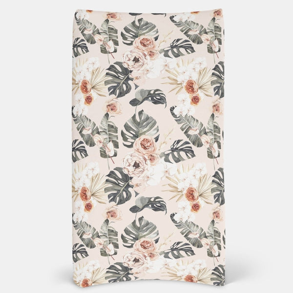 Boho Tropics Floral Changing Pad Cover