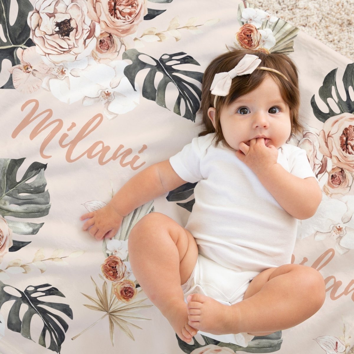 Boho Tropics Personalized Baby Blanket - Boho Tropics, gender_girl, Personalized_Yes