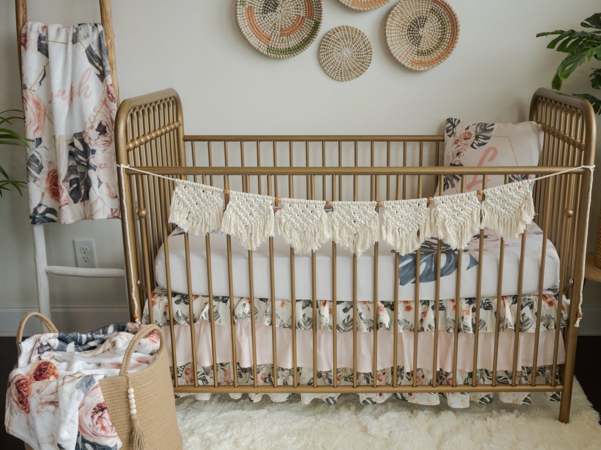 Boho Tropics Ruffled Crib Bedding - Boho Tropics, gender_girl, Theme_Boho