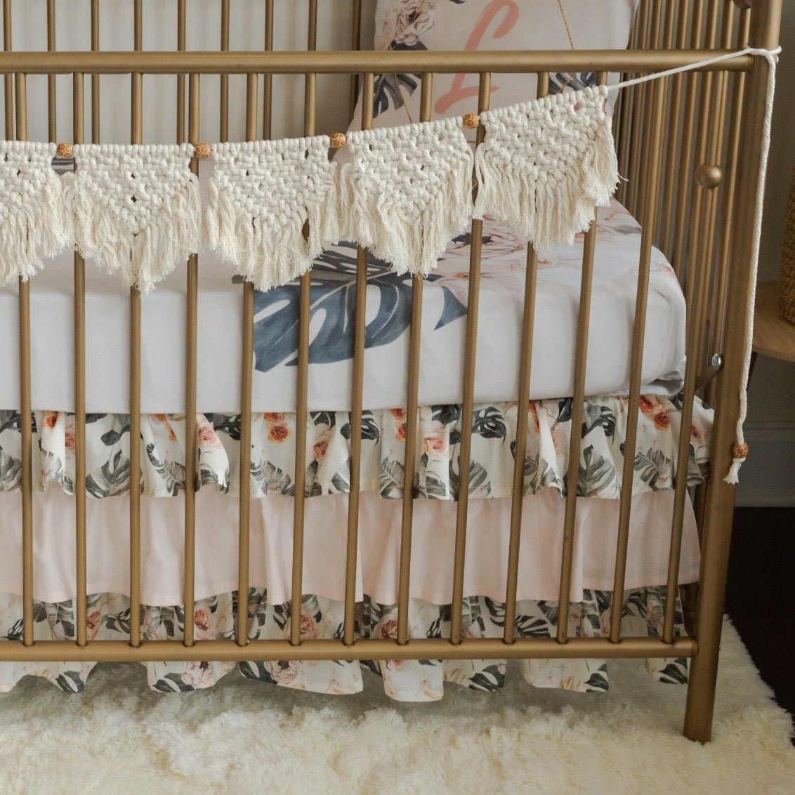 Boho Tropics Ruffled Crib Bedding - Boho Tropics, gender_girl, Theme_Boho