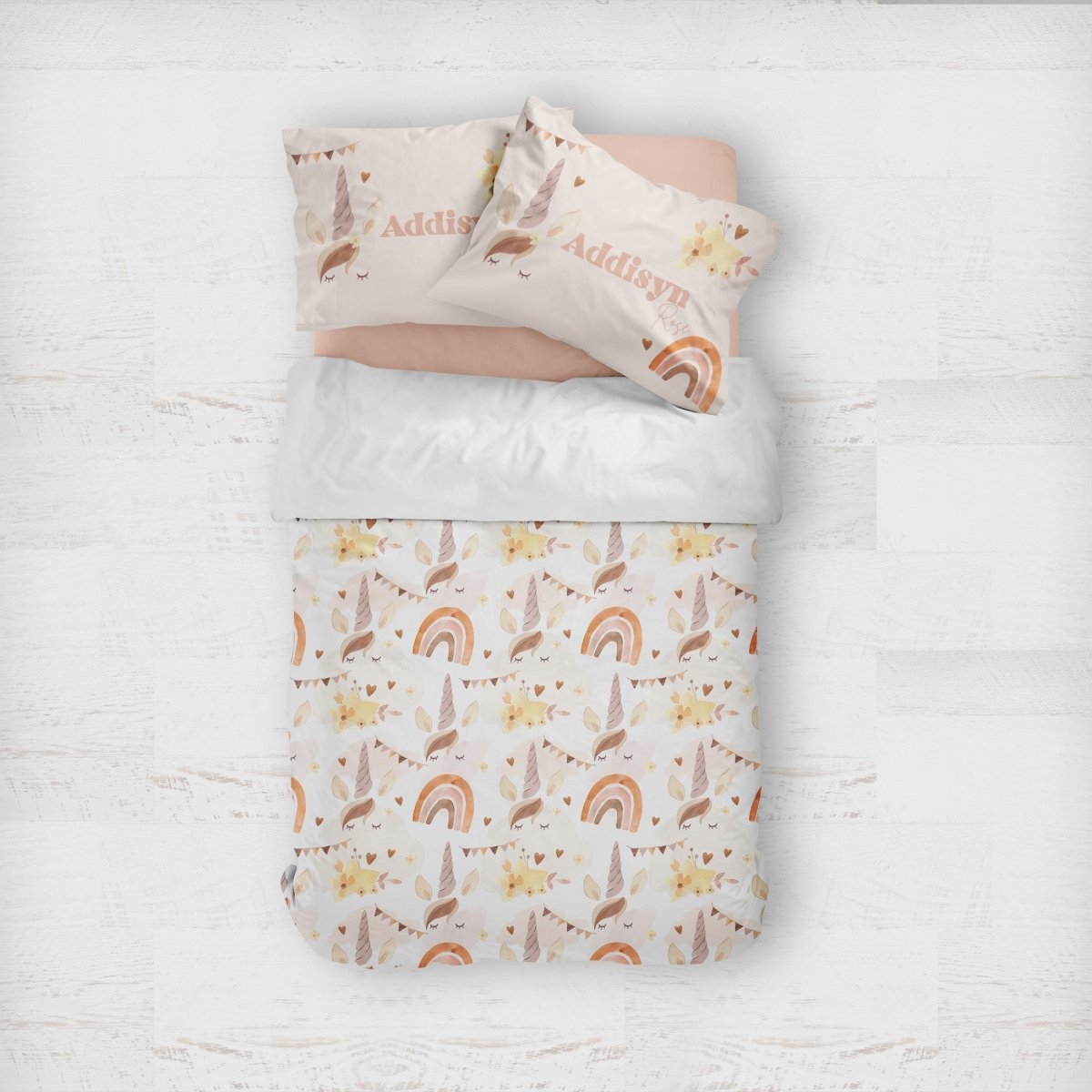 Boho Unicorn Kids Bedding Set (Comforter or Duvet Cover) - gender_girl, text, Theme_Boho