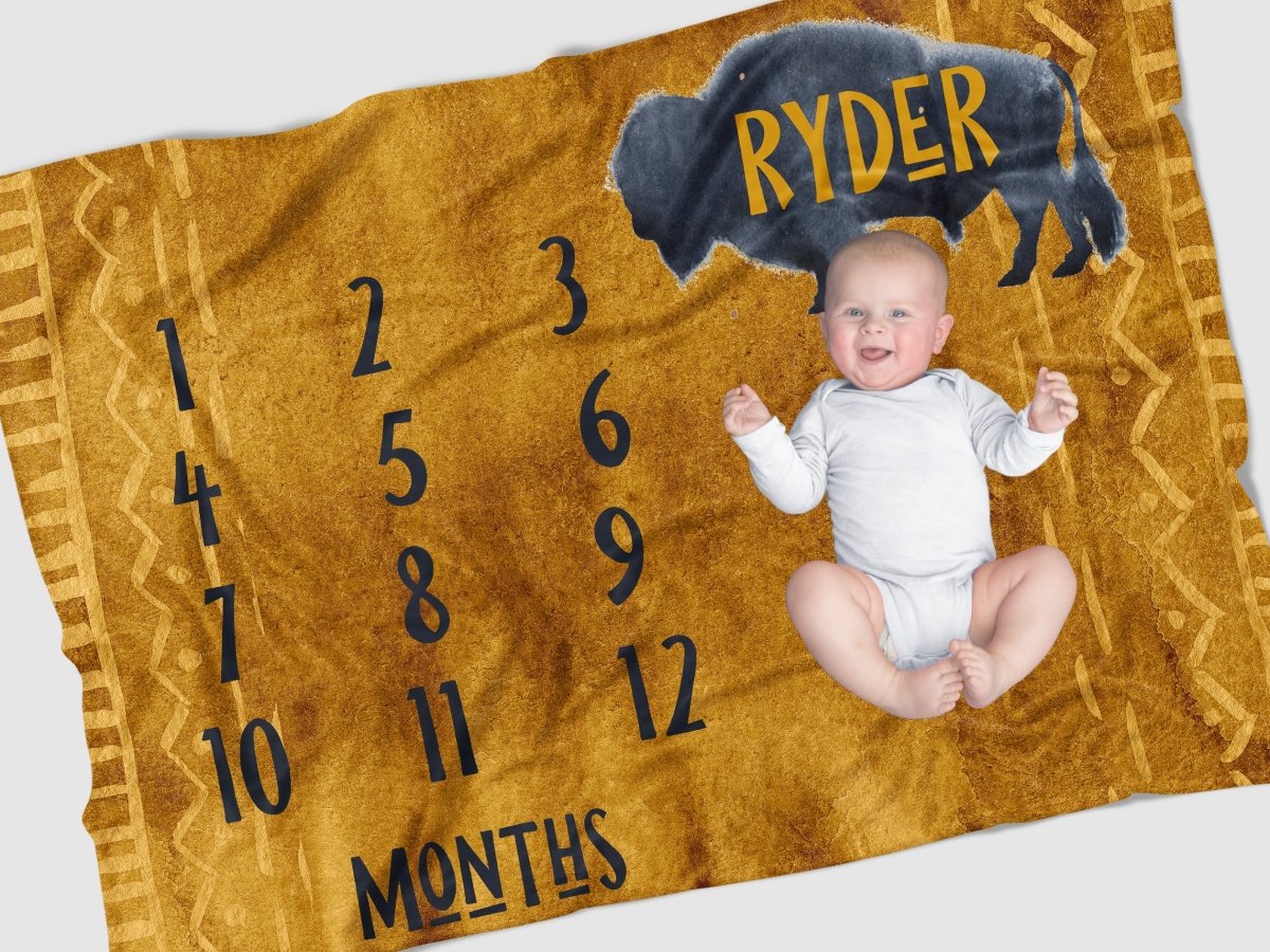 Buffalo Babe Milestone Blanket - Buffalo Babe, gender_boy, text