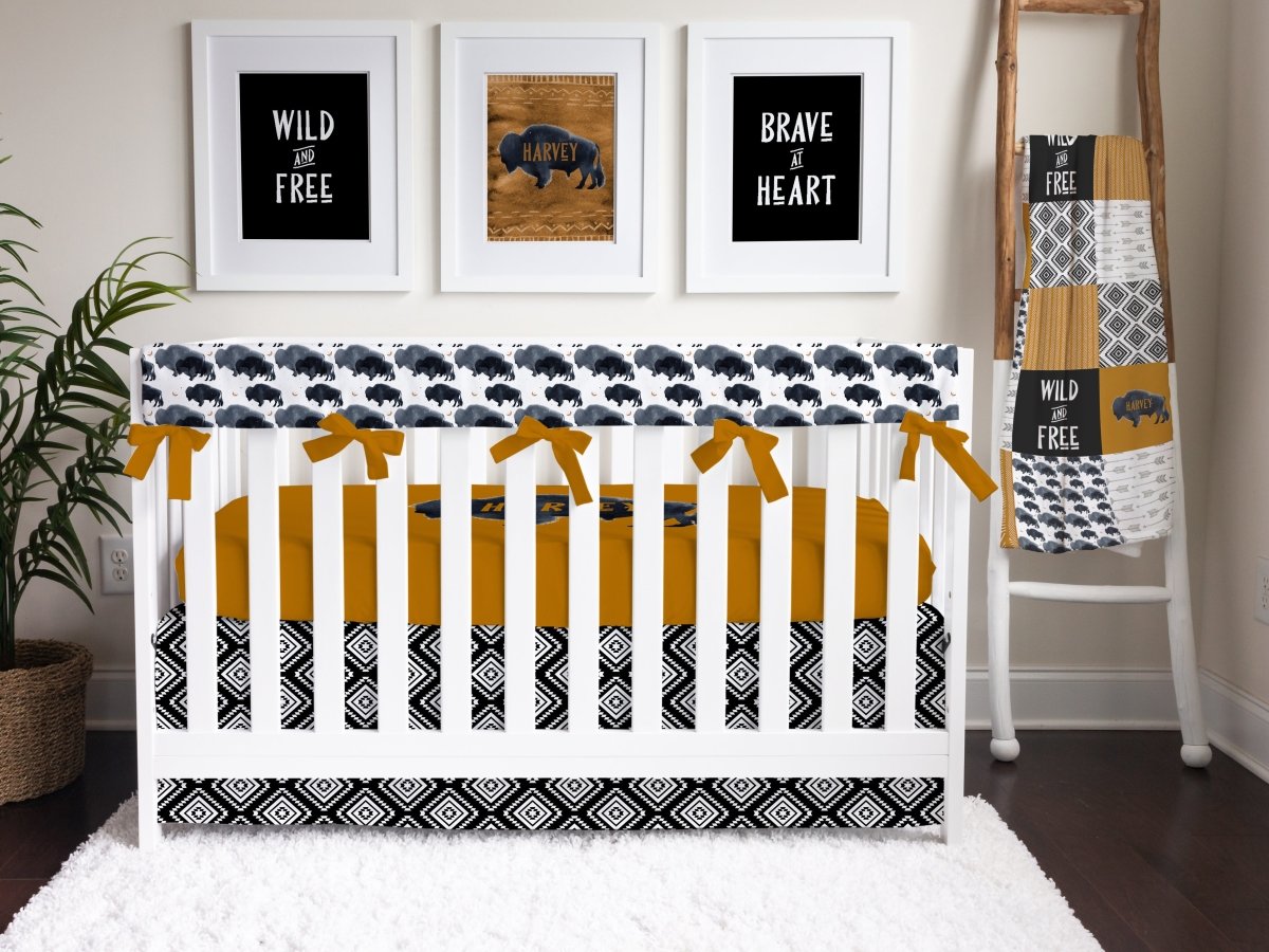 Buffalo Babe Personalized Crib Bedding - Buffalo Babe, gender_boy, text
