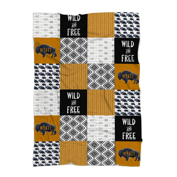 Buffalo Babe Personalized Patchwork Minky Blanket