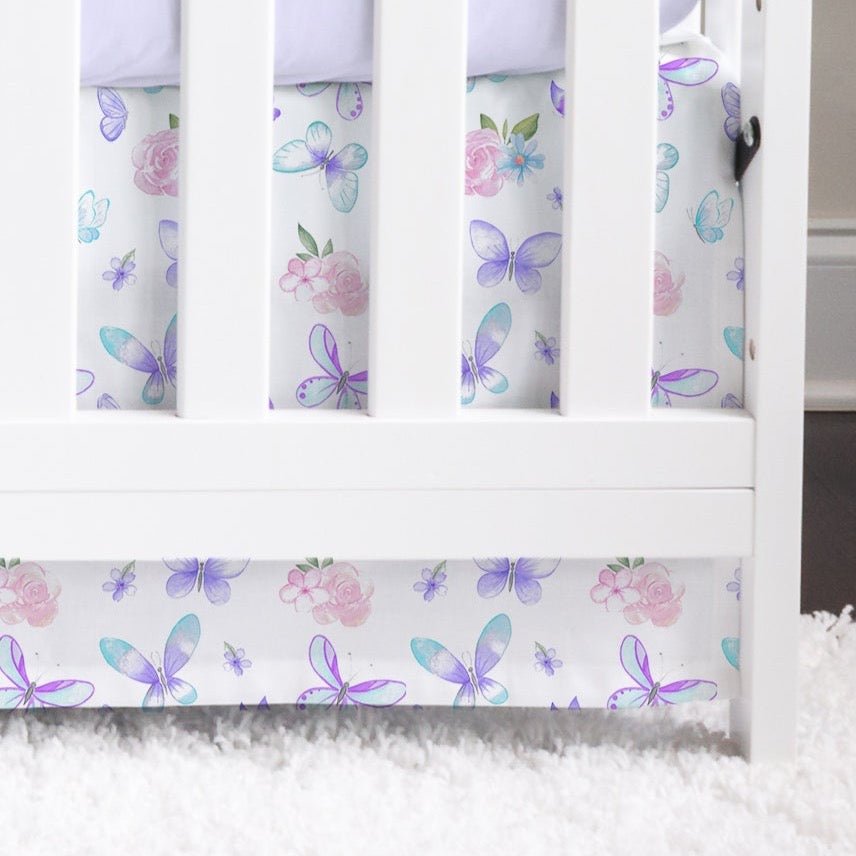 Butterfly Floral Crib Skirt - Butterfly Floral, gender_girl, Theme_Butterfly