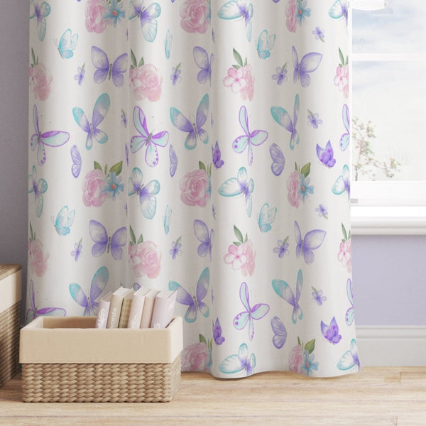 Butterfly Floral Curtain Panel - Butterfly Floral, gender_girl, Theme_Butterfly