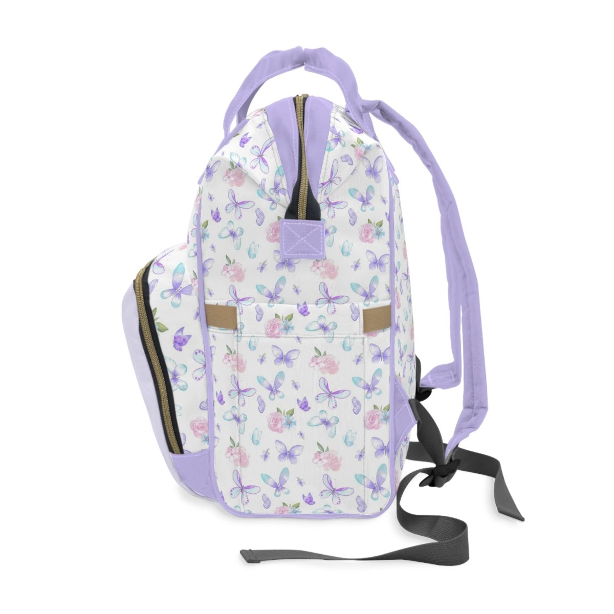 Butterfly Floral Personalized Backpack Diaper Bag - Butterfly Floral, gender_girl, text